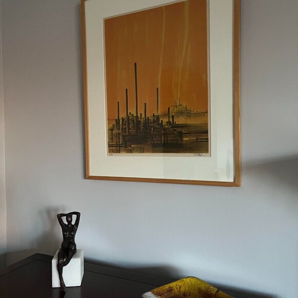 Signed Lithograph 'Factory Fire' by Richard Florsheim - Picture 3 of 8